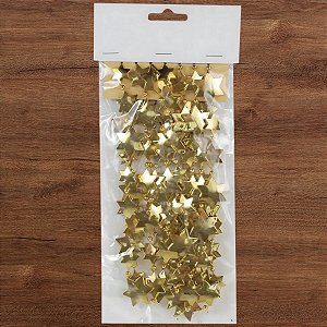 Cordão Decorativo de Natal - Estrelas Brilhantes - Ouro - 2,70m - 1 unidade - Cromus - Rizzo