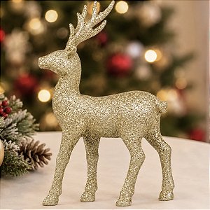 Enfeite Decorativo de Natal - Rena - Champagne - 30x22x12cm - 1 unidade - Cromus - Rizzo
