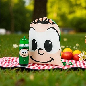 Kit Garrafa Com Mochila Saco - Cebolinha - Turma Da Mônica - 450ml - 1 unidade - Rizzo