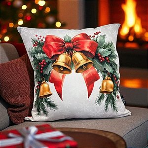 Almofada de Natal - Sinos com Laço - 43x43cm - 1 unidades - Rizzo