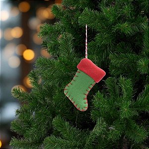 Enfeite Para Pendurar De Natal - Meia - Verde e Vermelho - 10cm - 1 unidade - Cromus - Rizzo
