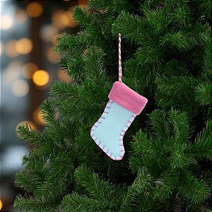 Enfeite Para Pendurar De Natal - Meia - Azul e Rosa - 10cm - 1 unidade - Cromus - Rizzo
