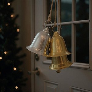 Enfeite Para Pendurar De Natal - Sinos - Dourado e Prata - 62cm - 1 unidade - Cromus - Rizzo
