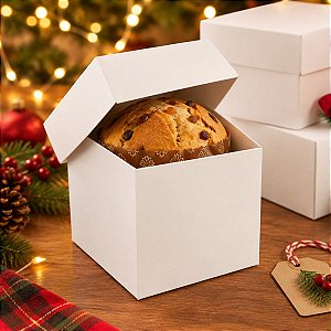Caixa Cubo Para Panetone e Presente - G 10x10x10cm - Branco - 10 unidades - Assk - Rizzo