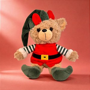 Ursinho Duende de Pelúcia - Verde e Vermelho - 25cm - 1 unidade - Rizzo