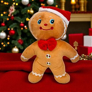 Biscoito de Natal de Pelúcia com Gravata e Touca - 24,5cm - 1 unidade - Rizzo