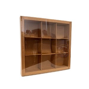 Caixa de Papelão com Visor PVC 19,3x19,3x3,8cm - Kraft - 1 unidade - Rizzo