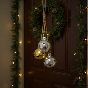 Enfeite Para Pendurar De Natal - Guizos - Dourado e Prata - 42cm - 1 unidade - Cromus - Rizzo