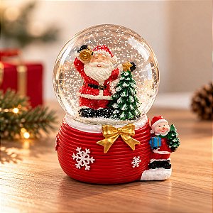 Enfeite Decorativo de Natal - Globo de Neve com Noel - Caixa Musical - 14x11cm - 1 unidade - Cromus - Rizzo