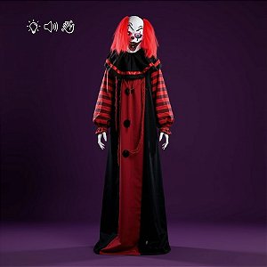 Enfeite Decorativo de Halloween Com Som, Luz e Movimento - Palhaço Domenico - 150cm - 1 unidade - Cromus - Rizzo