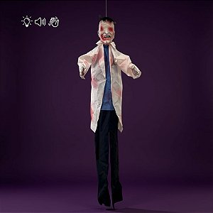 Enfeite Decorativo de Halloween Com Luz, Som e Movimento - Zumbi Médico Baltazar - 170cm - 1 unidade - Cromus - Rizzo