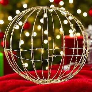 Bola De Natal Com 240 Leds Bivolt - Dourado Claro - 40x40cm - 1 unidades - Cromus - Rizzo