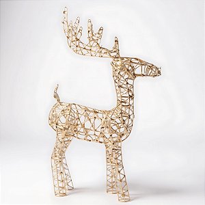 Rena Decorativa De Metal Com Led - Champagne - 66,5x47x13,5cm - 1 unidades - Cromus - Rizzo