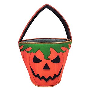 Baldinho de Halloween em Tecido - Abóbora - 16x22cm - 1 unidade - Rizzo
