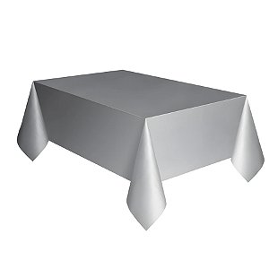 Toalha de Mesa de Plástico Laminado - Prata - 1,37x1,83m - 1 unidades - Artlille - Rizzo