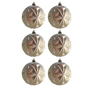 Bolas de Natal - Champagne Matte - 8cm - 6 unidades - Cromus - Rizzo