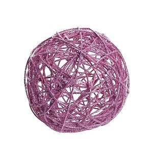 Enfeite Bola de Rattan - Rosa - 10x10cm - 1 unidade - Cromus - Rizzo