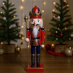 Soldado de Chumbo de Madeira com Mastro - 7,5x30x7,5cm - Vermelho e Azul  - 1 unidade - Artlille  - Rizzo