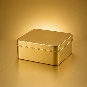 Lata de Metal Quadrada - Dourado - 11,5x11,5x5cm - 1 unidade - Rizzo