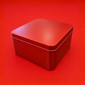 Lata de Metal Quadrada - Vermelho - 11,5x11,5x5cm - 1 unidade - Rizzo