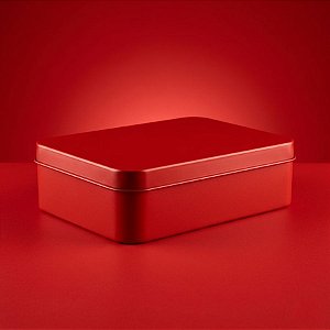 Lata de Metal Retangular - Vermelho - 12x9x4cm - 1 unidade - Rizzo