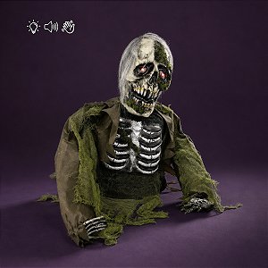 Enfeite Decorativo De Halloween Com Som, Luz e Movimento - Zumbi Cedrik - 37,5x24,5cm - 1 unidade - Cromus - Rizzo