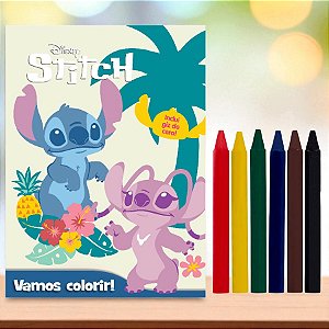 Kit Para Colorir Livro e Giz - Stitch - 1 unidade - Disney Original - Rizzo