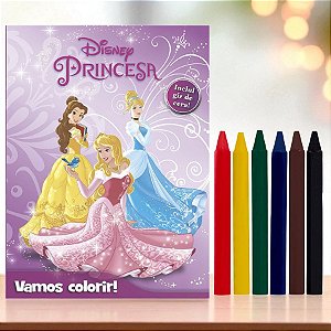 Kit Para Colorir Livro e Giz - Princesas - 1 unidade - Disney Original - Rizzo