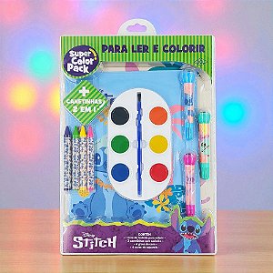 Kit Para Ler e Colorir Aquarela - Stitch - 14 Itens - 1 unidade - Disney Original - Rizzo