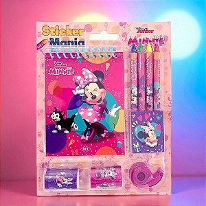 Kit Para Colorir Com Adesivos - Minnie Mouse - 8 Itens - 1 unidade - Disney Original - Rizzo
