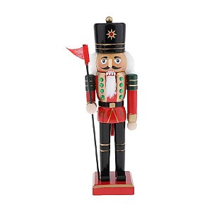 Soldado Quebra Nozes com Bandeira - Madeira - 50 cm - Modelo A - 1 unidade - Rizzo