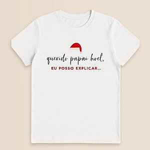 Camiseta Branca Estampada - Querido Papai Noel - Adulto - 1 unidade - Rizzo