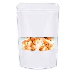 Saco de Papel Branco com Visor Stand Up Pouch Zip18x26x4cm - Hermético e Impermeável Dentro e Fora - 50 un - Rizzo
