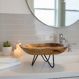 Mini Mesa de Madeira Rústica Orgânica - 25,5x21,5x11cm - 1 unidade - Rizzo