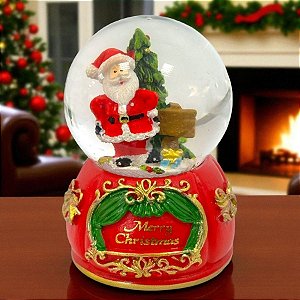Enfeite Decorativo de Natal - Globo de Neve com Papai Noel e Árvore - 4,5x7cm - 1 unidade - Rizzo
