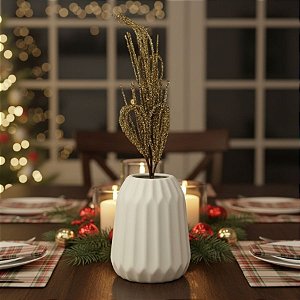 Galho Decorativo de Natal - Lantejola Dourada - 79,5cm - 1 unidade - Cromus - Rizzo