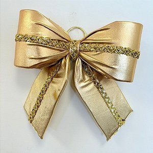 Laço Lamê Dourado e Galão M - 24x27x6cm - 1 unidade - Rizzo