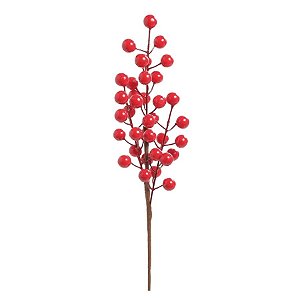 Galho Decorativo de Natal - Frutinhas Vermelhas - 44x10x7cm - 1 unidade - Cromus - Rizzo