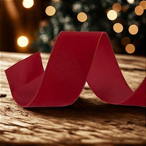 Fita Aramada Decorativa de Natal - Lisa - Vermelho - 6,3x914cm - 1 unidade - Cromus - Rizzo