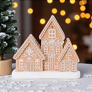 Enfeite De Natal Em Resina - Casinha Gingerbread - 14,5x16x6cm - 1 unidade - Cromus - Rizzo