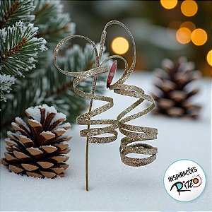 Galho Decorativo de Natal - Espiral Champagne Com Glitter - 34x10x10cm - 1 unidade - Cromus - Rizzo