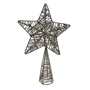 Topo de Estrela para Árvore de Natal Plástico - Ouro Branco - 30x20x6cm - 1 unidade - Cromus - Rizzo