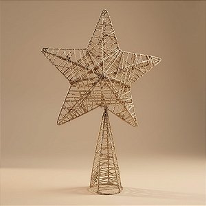 Topo de Estrela para Árvore de Natal Plástico - Ouro Branco - 30x20x6cm - 1 unidade - Cromus - Rizzo