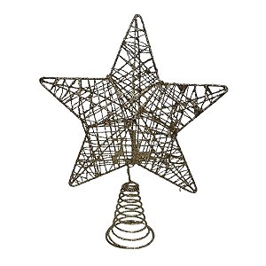 Topo Estrela para Árvore de Natal Plástico - Ouro - 24x19,5x5cm - 1 unidade - Cromus - Rizzo