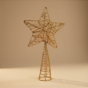 Topo Estrela para Árvore de Natal Plástico - Ouro - 24x14x5cm - 1 unidade - Cromus - Rizzo