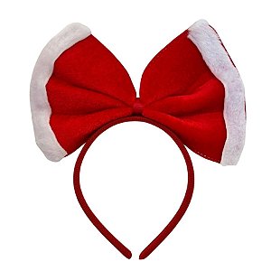 Tiara de Natal de Laço Vermelho e Branco - 23,5x20x1,5cm - 1 unidade - Cromus - Rizzo