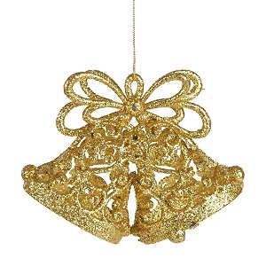 Enfeite Decorativo Para Pendurar de Natal - Sino Ouro - 8x10x3,6cm - 1 unidade - Cromus - Rizzo