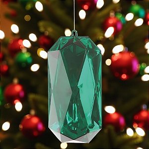 Enfeite Decorativo Para Pendurar de Natal - Joia Retangular Verde Escuro - 19,5x9x6,5cm - 1 unidade - Cromus - Rizzo