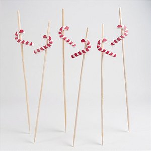 Palito Decorativo Petiscos - Natal - Bengala Doce - 12cm - 20 unidades - Cromus - Rizzo