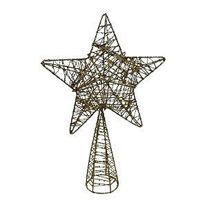 Topo Estrela para Árvore de Natal Plástico - Ouro - 29,5x20x5,5cm - 1 unidade - Cromus - Rizzo
